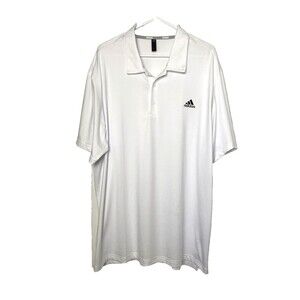 Adidas Golf Polo Shirt Men's Plus Size 2XL White Dry Wicking UPF Sun Protection